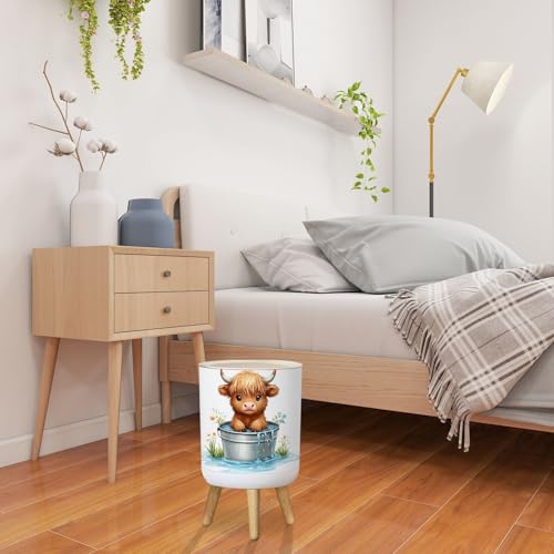 Pequeña caneca de basura con tapa y diseño floral miniatura 4