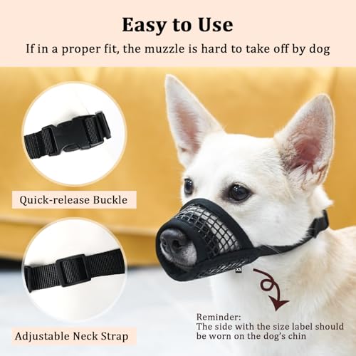 Mayerzon Dog Muzzle, Soft Mesh Muzzles for Small Medium Large Dogs Chihuahua Poodle Husky Labrador Retriever, Breathable Dog Mouth Guard for Biting Chewing Grooming, Allow Panting Drinking(XS, Black) - Thumbnail 3