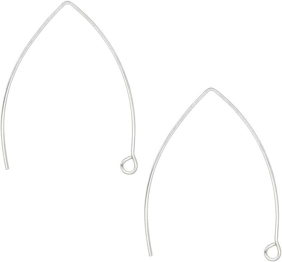 30pcs Adabele Authentic Sterling Silver V Shape Drop Marquise Earring Hooks 40mm Long Ear Wire (Wire 0.6mm/22 Gauge) for Jewelry Making SS249-6