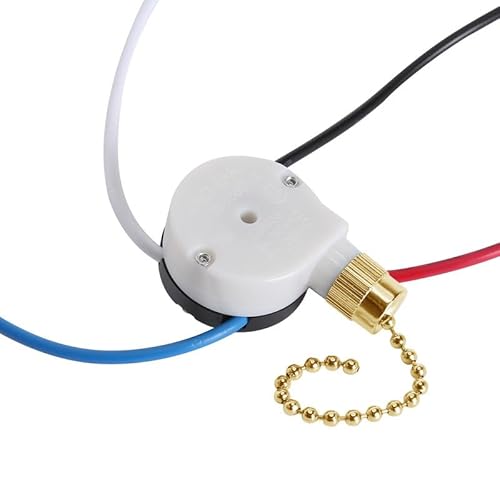 Akahttbn Deckenventilator Schalter ZE- 208s E89885 3 Gang 4 Draht Lüfter Lichtschalter Ersatzteil Drehzahlregelung Zugkettenschalter (Messingkette)