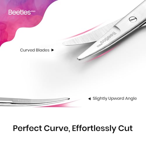 Image of Beetles Pro Curved Cuticle Scissors-Multi-Purpose Premium Stainless Steel Nail Scissors for Nail Paper Forms Stickers False Tips Manicure Art Tool Extra Sharp Blades Cuticle