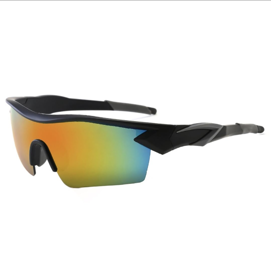 Sports Sunglasses Goggles for Cricket, Cycling & Riding, Polarized, UV Protection, Dustproof, Soft Nose pads, includes Free Zipper Case & Cleaning Cloth (Sand Black Orange Film Gray Foot Cover)-image-17