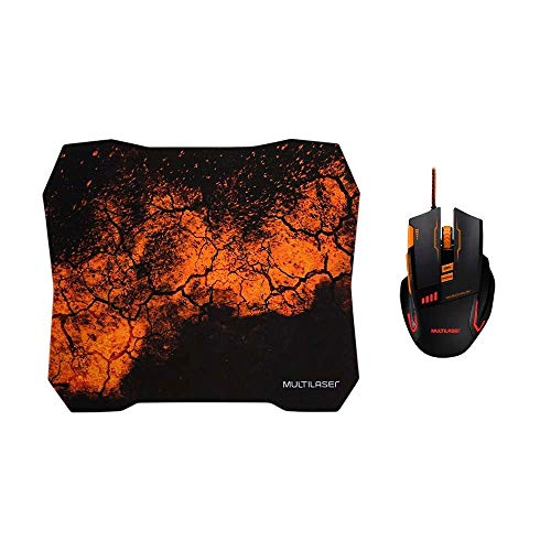 Combo Mouse Gamer E Mouse Pad Multilaser Laranja - MO256