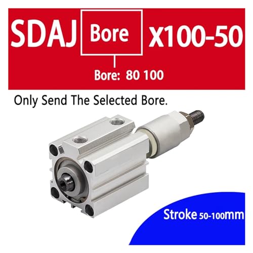 Vérin double effet SDAJ100 à course réglable 100-50 en alu sans aimant - 3
