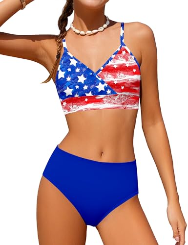 Image of Girls Swimsuit V Neck Bikini Set Color Block with Cover Up 3Pcs Bathing Suits