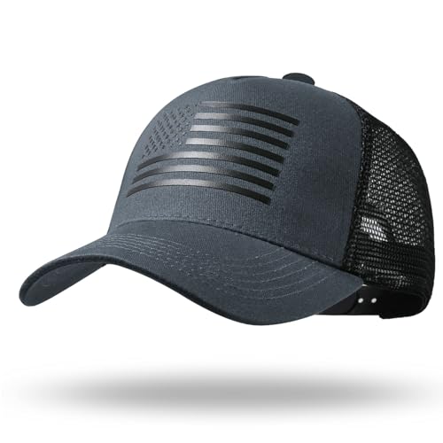 Image of Oversize XXL American Flag Trucker Hat Sport Snapback Hat, Large Size Breathable Mesh Baseball Cap for Men Big Head