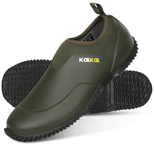 Kalkal Unisex Waterproof Garden Shoes, Men's Garden Boots,Women's Rain Shoes, Neoprene Rubber Footwear for Camping, Lawn Care, Gardening, Car Wash and Yard Work(Size 6-14) Green