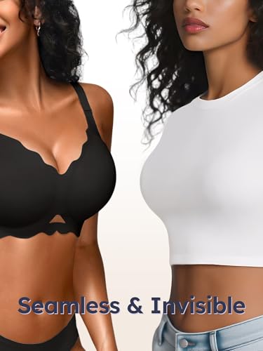 Image of Seamless Jelly Bras for Women - Wireless Gel Bra No Underwire with Support Full Coverage Comfort T-Shirt Bralette