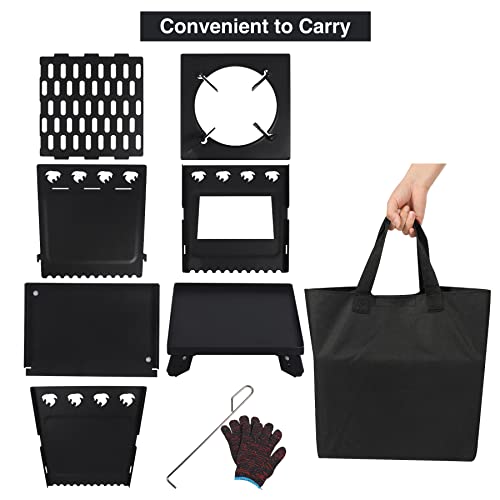 Lineslife Wood Burning Camp Stove, Folding Cast Iron Camping Wood Stove With Carrying Case Portable For Backpacking Outdoor Cooking Bbq, Black, Large #TOP6