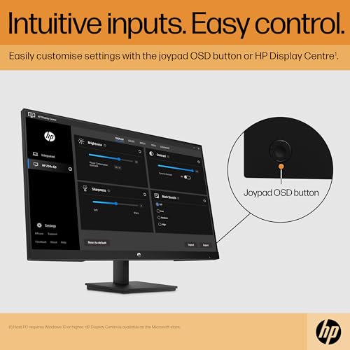 HP 27 Inch FHD Monitor | Full HD IPS LCD | 75hz Refresh Rate | 250 Nits Brightness | 1000:1 Contrast Ratio | AMD FreeSync | Adjustable Tilt | 1 HDMI 1.4, 1 DisplayPort 1.2, 1 VGA | Black | V27i G5 - 6