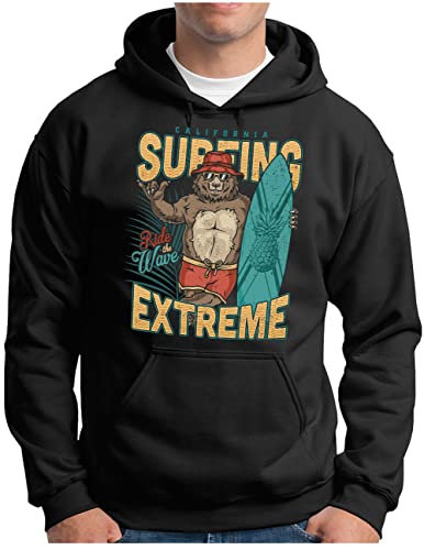 Sweat à capuche homme OM3 Cali Bear Noir XL look surf vintage