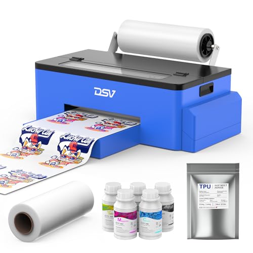Image of DSV DTF Printer A3 Roll L1800 Transfer Printing Machine,High-Speed Print for Different Fabrics White Ink Circulation Automatic Cleaning System (T1 Printer) (Blue Printer)