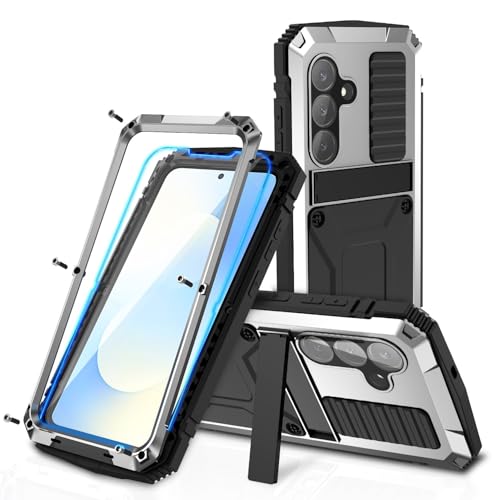 Coque Samsung S25 FE 5G en métal argenté avec support intégré