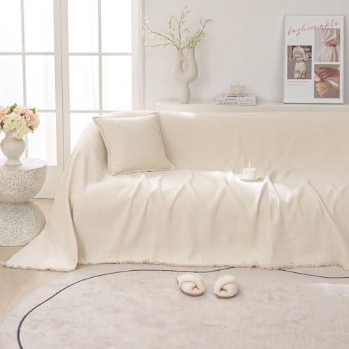 Protège canapé trois places beige 180x300 anti-tache en polyester
