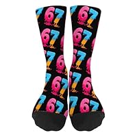 67 Socks Ice Cream 6 7 Meme Novelty Six Seven Socks for adults (US, Alpha, One Size, Regular, Regular, Black)