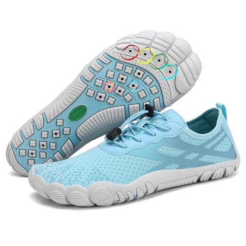 SAGUARO Escarpines Mujer Zapatillas Agua Hombre Secado Rápido Barefoot Zapatos de Agua Antideslizante Escarpines Surf Ligeras Zapatillas Minimalistas para Playa Snorkel Kayak Natación Azul,Gr.38