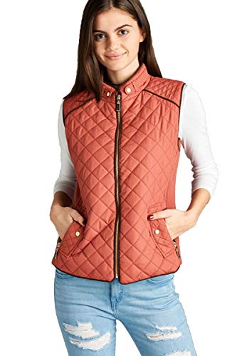 Chaleco acolchado de mujer en rosa polvoriento talla M con detalles en antelina