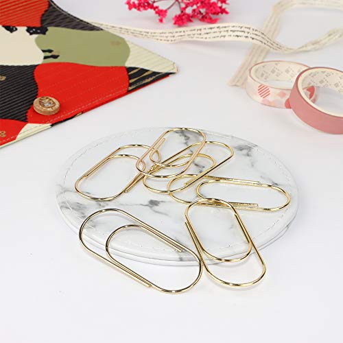 Gold Jumbo Paper Clips, Multibey 2" Non-Skid Metallic Large Wide Paper Clips Bookmark In Reusable Holder Office Supplies Decor, 30Pcs Per Box (Gold) #TOP2