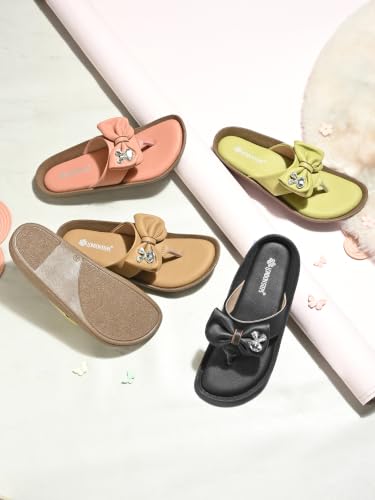 Image of Women Stylish Bow Flip Flops | Soft Comfort Toe Post Slippers for Women | Casual Lightweight Everyday Wear Sandals