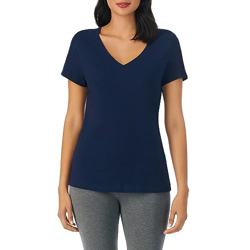 Image of Nautica Womens Sleep Shirt - Lightweight, Breathable Pajama Top - Cotton Knit Jersey V-Neck Sleepwear and Loungewear, Navy, XS