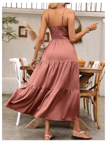 Image of BEAUDRM Women's Summer Maxi Dresses Boho Summer Wedding Guest Dress Beach Vacation Outfits Cruise Flowy Milkmaid Sundresses