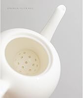 Vista 4 de Tetera White Porcelain Teapot with Ball Hole Filter Ceramic Tea Pot Suet Jade Porcelain Single Pot for Blooming & Loose Leaf,240ml8.1oz Tea Maker