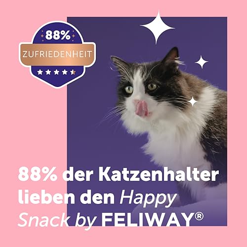 Happy Snack by FELIWAY, Lachs Geschmack, leckerer, beruhigender Leckerbissen, 6 cremige Snacksticks - Hilft Katzen, Sich enspannter zu fühlen, Entspannung zum Snacken