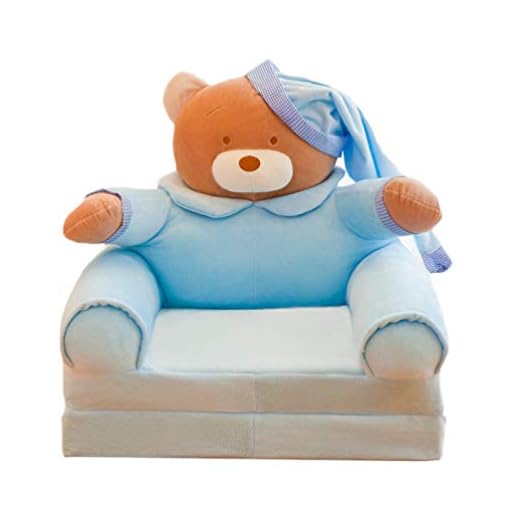Tomaibaby sin Relleno Oso de Peluche Azul Plegable Cubierta de Sofá para Niños Silla de Respaldo Abatible Cubierta de Sofá Cama Cubierta Silla Reclinable para Niños Pequeños Cubierta de