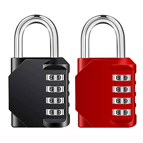 Image of 2 Pack Combination Lock 4 Digit Padlock for School Gym Locker, Sports Locker, Fence, Toolbox, Case, Hasp Storage (Black&Red)
