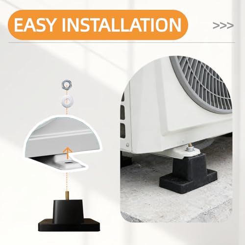 Schwere Last Bodenfüße für Klimaanlage und Wärmepumpe, 4 Stück - Antivibrationsfüße mit 200 KG Tragkraft pro Fuß, UV-beständig und rutschfest - Stoßdämpfer Gummi-Halterung für Außengeräte