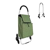 Relaxdays Einkaufstrolley Treppensteiger, Kühlfach, abnehmbare Tasche, 45 l, bis 35 kg, Einkaufswagen klappbar, grün