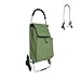 Relaxdays Einkaufstrolley Treppensteiger, Kühlfach, abnehmbare Tasche, 45 l, bis 35 kg, Einkaufswagen klappbar, grün
