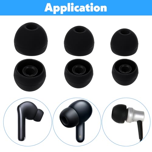 60 Pairs Ear Bud Replacement Tip S/M/L Sizes Earbud Tips Silicone Ear Bud Rubber Tips Black Soft Earbud Covers Silicone Tip