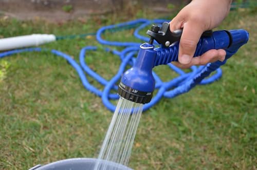 Cartrend 10386 Caravan Dehnbarer Wasserschlauch Schlauch Wohnwagenschlauch Wohnmobilschlauch Caravanschlauch Wohnwagenzubehör, Maße 5-15 m, Blau/Schwarz