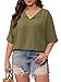 Lueluoye Womens Plus Size Tops Casual Loose Short Sleeve V Neck Summer Solid Color Tunic Blouse Army Green 3XL
