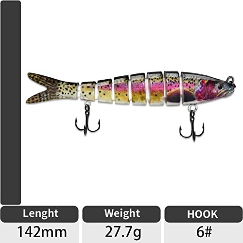 Foto von 3 Stück Kunstköder Köder Multi Gelenkartigen Wobbler Swimbait Jerkbait Bass Köder Angelgerät zum Angeln auf Raubfische mit 2 Drillingshaken Gummifische für Hecht Barsch Zander Angeln Köder
