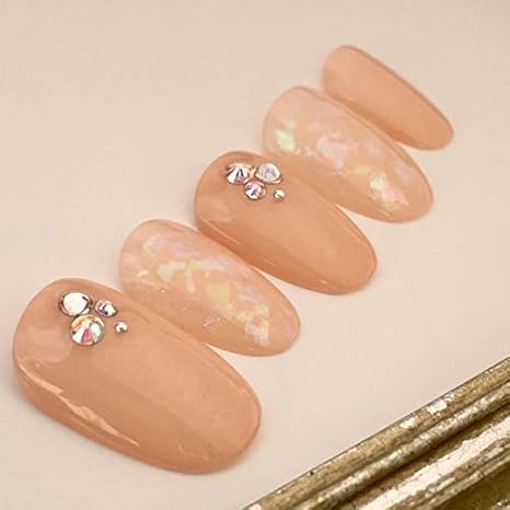 ネイルチップ ５サイズから選べます 1364ピンクベージュシェルシンプルネイル オフィスネイル 大人ネイル すみれいろネイル ネイルチップ 通販 Amazon