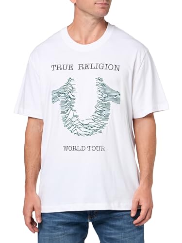 T-shirt SS Embro Radio Wave True Religion en coton haut de gamme blanc optique homme S