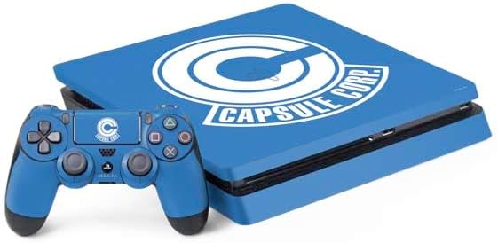 Skinit Decal Gaming Skin Compatible with PS4 Slim Bundle - Officially Licensed Dragon Ball Z Capsule Corp Design