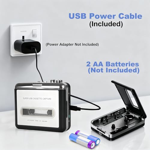 Lecteur et convertisseur cassette portable USB Walkman vers PC avec sortie jack audio - 3