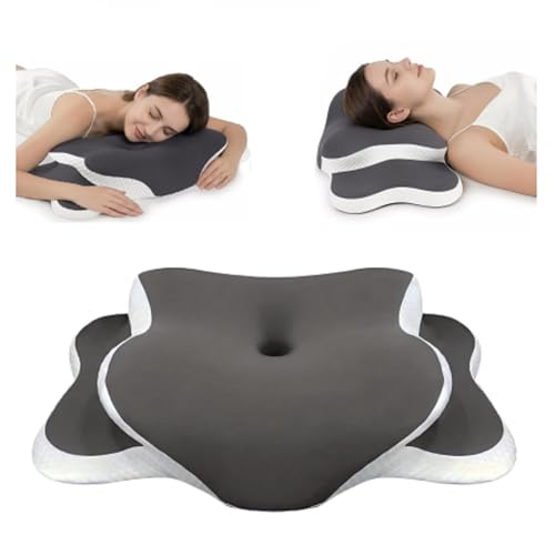 Pillow Haven Anti Snore Contour Pillow Ergonomic Cervical Pillow for Neck Pain & Snoring Relief Adjustable Memory Foam Orthopedic Pillow for Side Back Stomach Sleepers Sleep Apnea Pillow (Dark Gray)