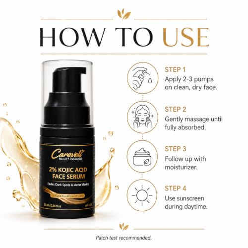 Image of 2% Kojic Acid Face Serum with 2% Alpha Arbutin, 4% Niacinamide, 2% Tranexamic Acid, 1% Licorice Extract, <1% Hyaluronic Acid & 0.5% Madecassoside | Face Serum for Dark Spots Appearance, Acne Marks, Pigmentation, Uneven Skin Tone & Glow | Lightweight & Non-Sticky (10 ml)