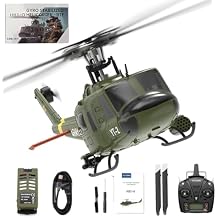 YUXIANG F07-V UH1D Huey 6CH RC Helicopter for Adults, 1/34 Scale 2.4GHz 6CH Aerobatics Simulation,3D Aerobatics Brushless Motor Military Helicopter, 1 Battery
