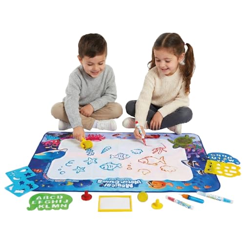 BUDDY BABY AquaPaint - Tapis magique pour enfant XL à peindre à l'eau - Super grands 150 x 100 cm - Jouet éducatif de 3 à 12 ans - Avec accessoires - Avec...