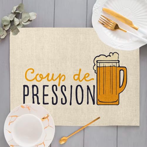 Set de table en lin apéro pour protéger votre bar des verres de bière
