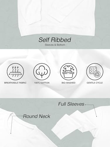 Image of STATUS MANTRA Women's Cotton Round Neck Regular Fit Sweatshirt | Full Sleeves and Smile Printed | Comfort Colour T-Shirt | Available in Multicolor & Size Small to 2XL