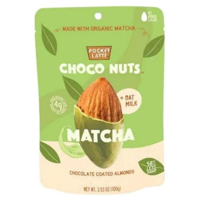 P.ocket Latte Matcha Chocolate Nuts 3.53 oz (Pack of 6)