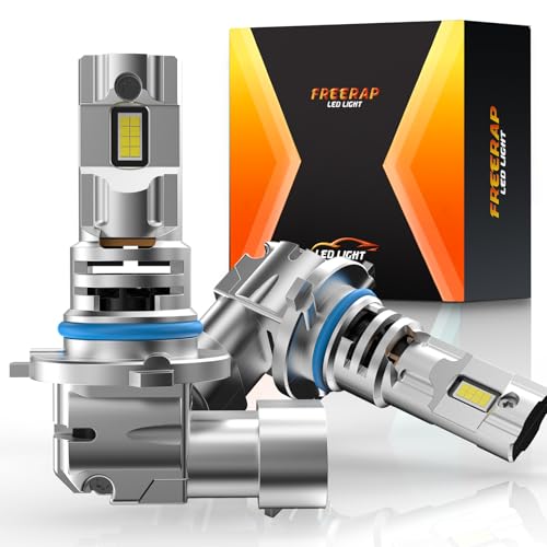 FREERAP 9012 LED Bulb 26000LM 6500K 500% Super Brighter HIR2 LED Headlight Bulb with Fan Built-in Turbo Fan Exterior Bulb IP68 Waterproof Plug and Play Pack of 2(9012/HIR2)