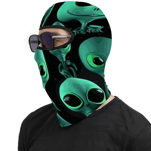 Mascarilla térmica estilo pasamontañas para hombre y mujer con estampado de aliens, ideal para clima frío, motociclismo y deportes de invierno miniatura 4