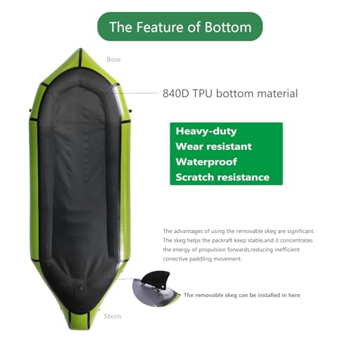 Hapcap 8.4ft Packraft TPU Inflatable Kayak for Flat/White Water Rafting Outdoor Tour,Water Sports,Kayak Paddle Included (Light Green)